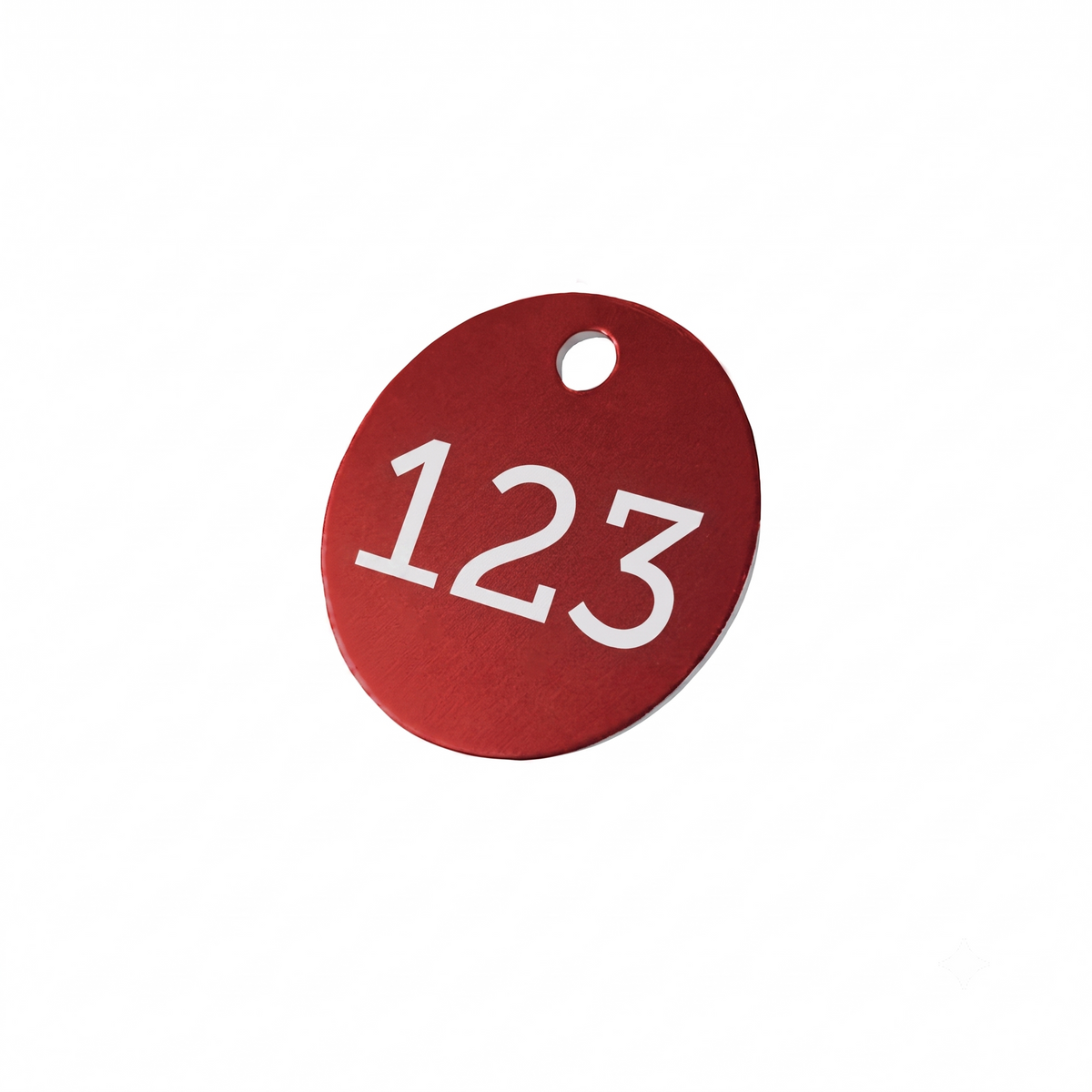 Red Anodised Aluminium Round Number Tags 30mm or 40mm
