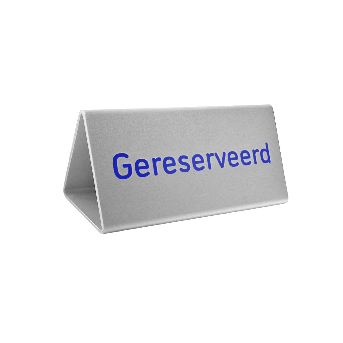 Silver Reserved Sign With Blue Writing