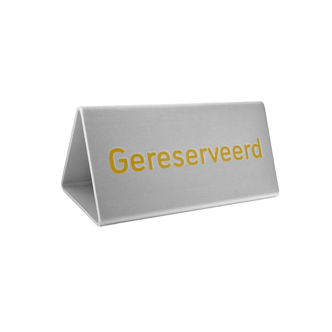 Silver Reserved Sign With Yellow Writing