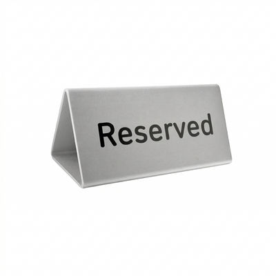 Aluminium Reserved Table Sign 100x55mm Silver Colour With Black Laser Engraving