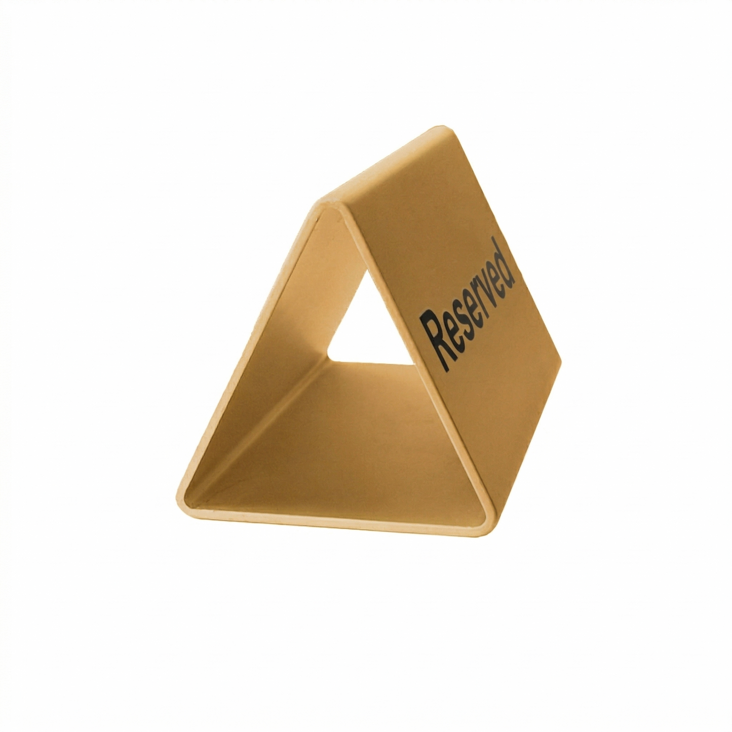 Reserved Sign Gold Aluminium Triangular Design With Black Laser Engraving 100x55mm Side View