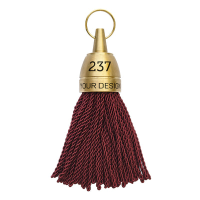 Brass Hotel Key Tags With Bordeaux Fabric Tassel
