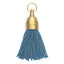 Dusty Blue Replacement Or Spare Tassel On Gold Brass Key Tag