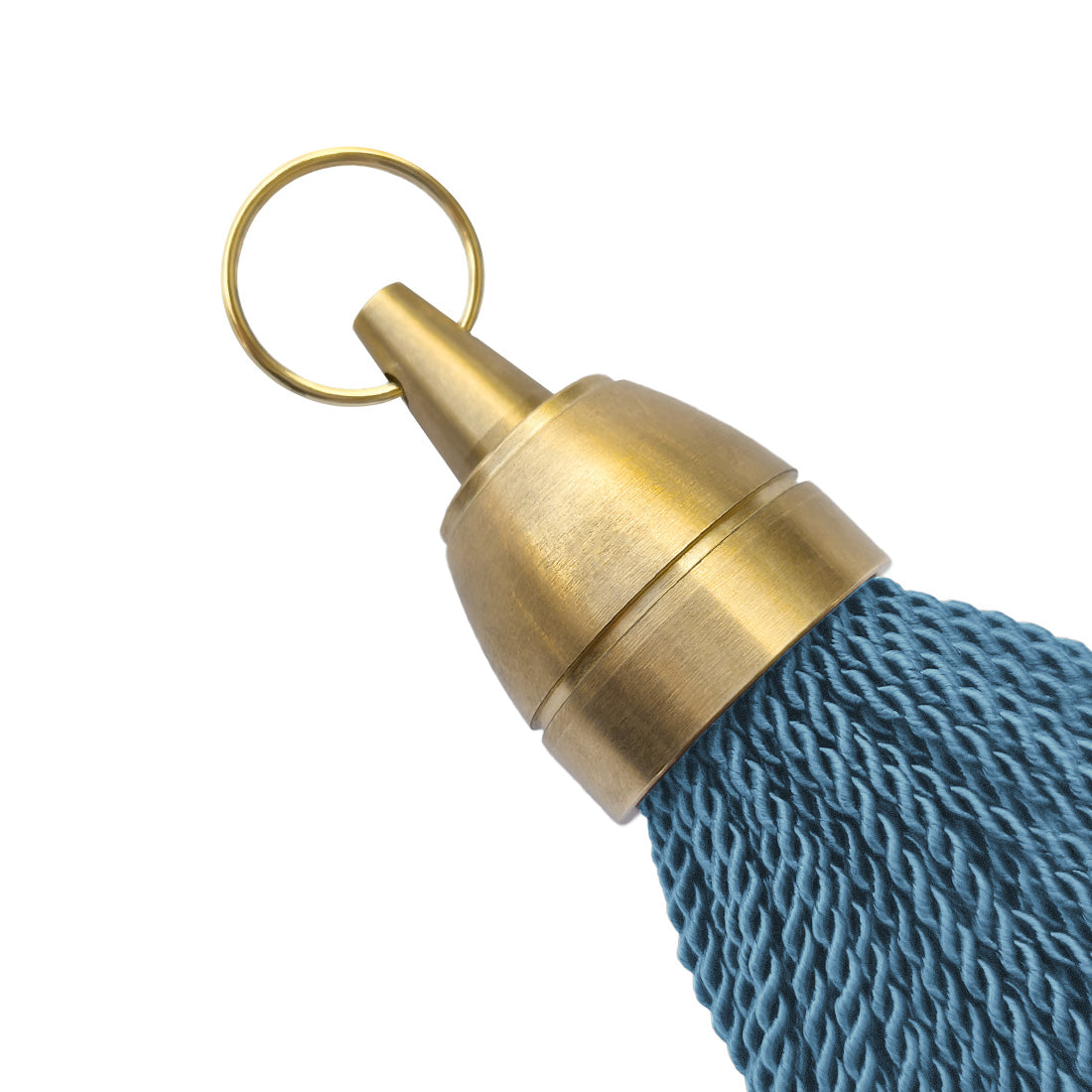 Brass Hotel Key Tags With Dusty Blue Fabric Tassel
