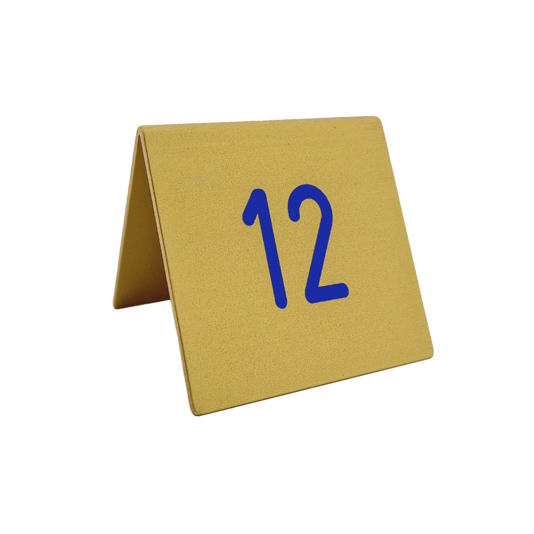 Gold Aluminium Table Sign With Blue Numbers