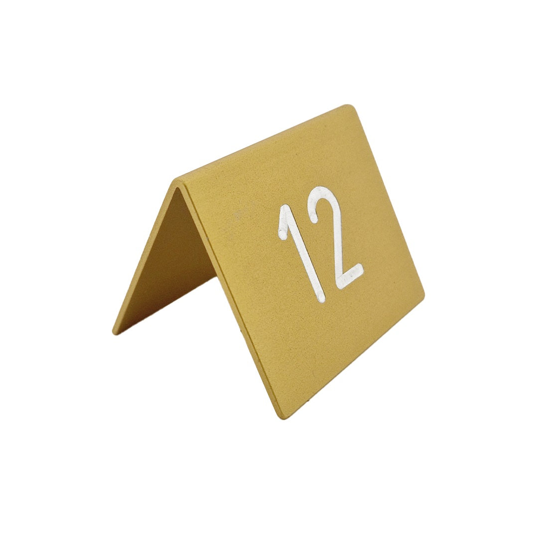 Gold Aluminium Table Numbers With Silver Engraving Side View