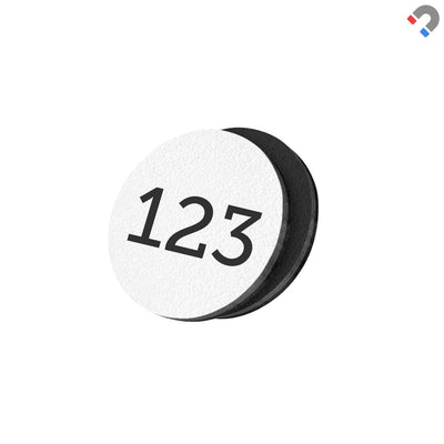 White Acrylic Number Tags With Custom Numbering and Magnetic Fixing  Method