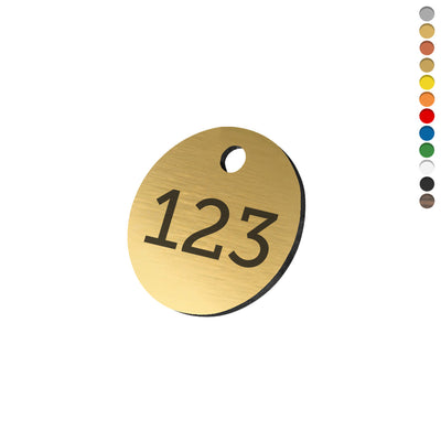 Acrylic Number Tags With One Drill Hole at the Top Front View - Gold Variant
