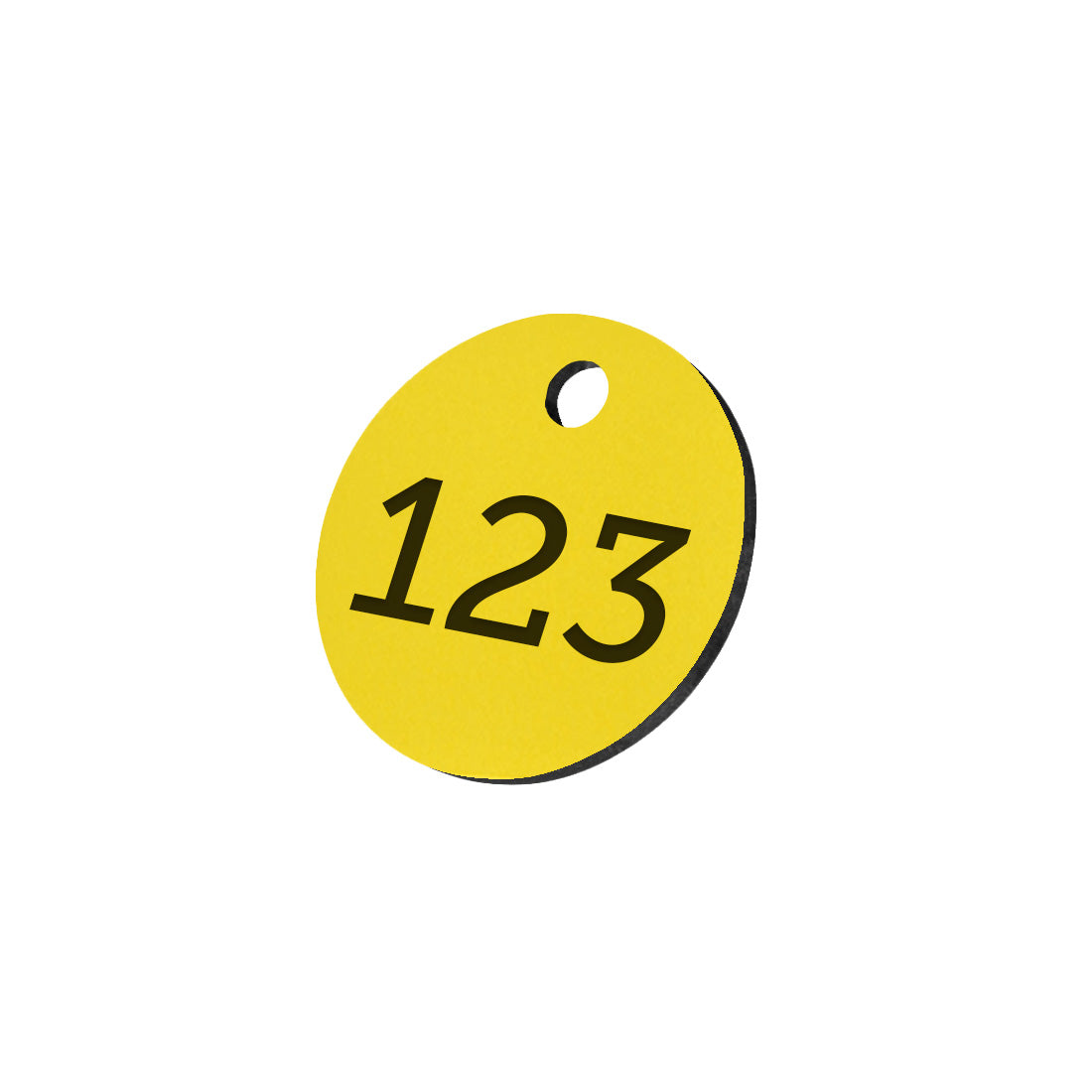 Acrylic Number Tags With One Drill Hole at the Top Front View - Yellow Variant
