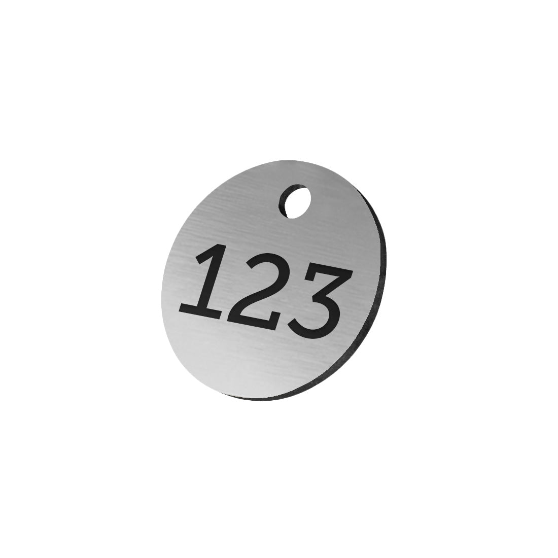 Acrylic Number Tags With One Drill Hole at the Top Front View - Silver Variant