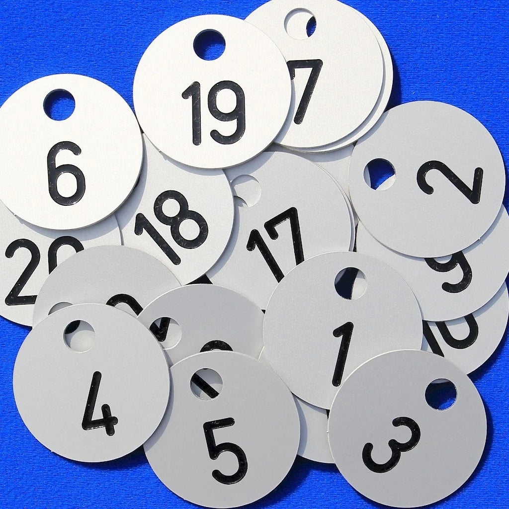 Round Anodised Coloured Aluminium Key Tags With CNC Number Engraving