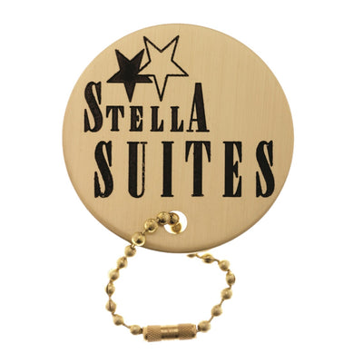 Round Brushed Gold Brass Hotel Key Tags With Custom Engraving