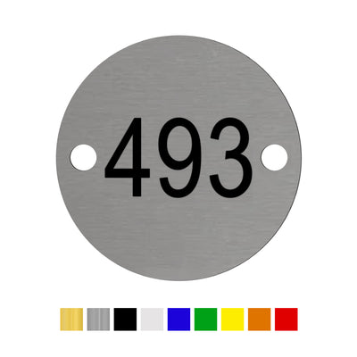 Round Acrylic Number Tags with With Two Drill Holes Left/Right