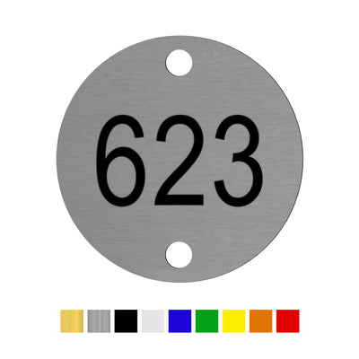 Round Acrylic Number Tags with With Two Drill Holes Top/Bottom