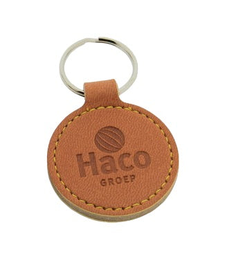 Round Leather or Artificial Leather Hotel Key Tags | 45mm | With Hot Stamped Engraving