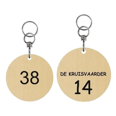 Round Satin-Finished Gold Brass Hotel Key Tags With Custom Engraving