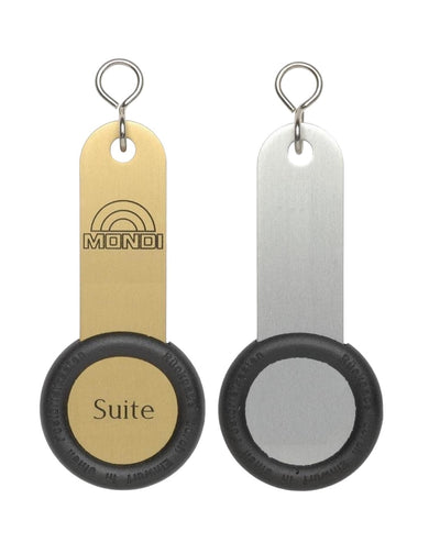 Rectangle Aluminium Hotel Key Tags with Custom Engraving and Round Rubber Cap