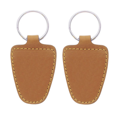 Shield Shape Leather or Artificial Leather Hotel Key Tags | 85x40mm | With Hot Stamped Engraving