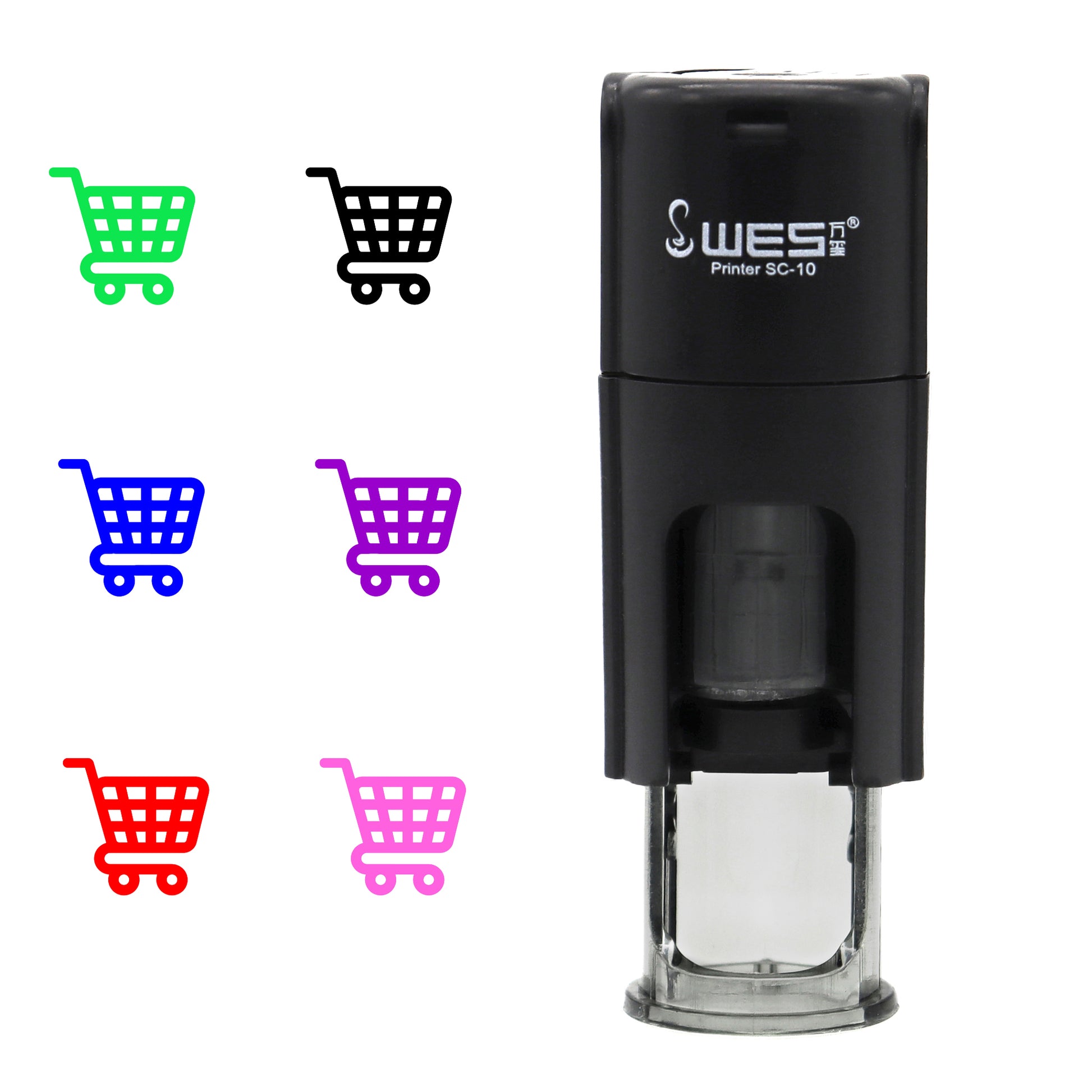 Shopping Trolley Stamp with available ink colours