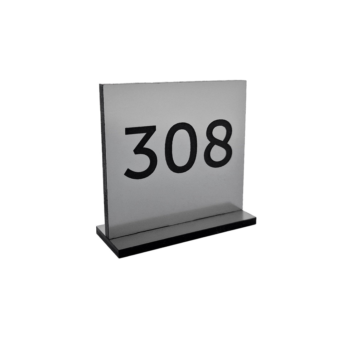 Silver Acrylic Table Number With Black Engraving