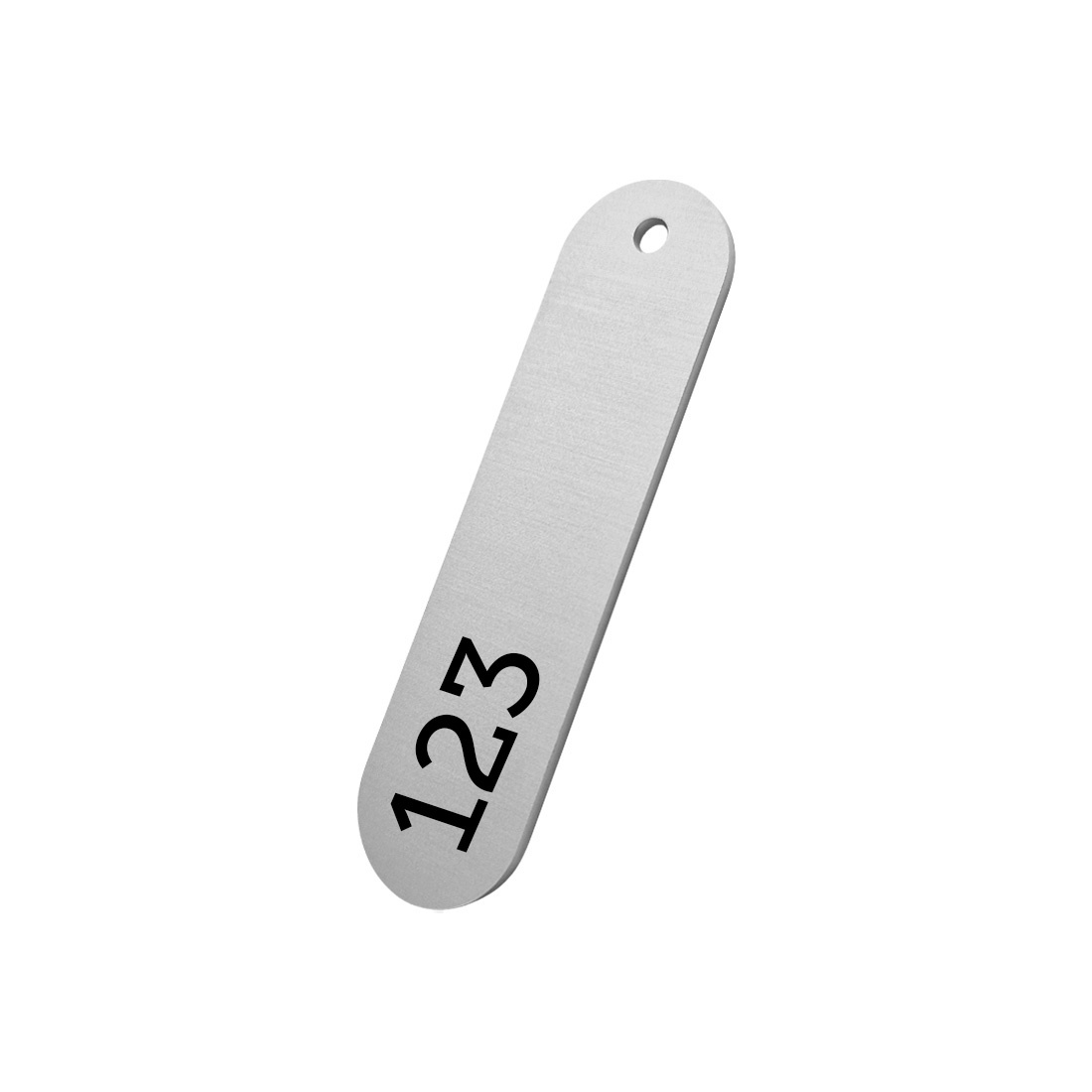 Oval Aluminium Number Tags with One Mounting Hole 20x78mm