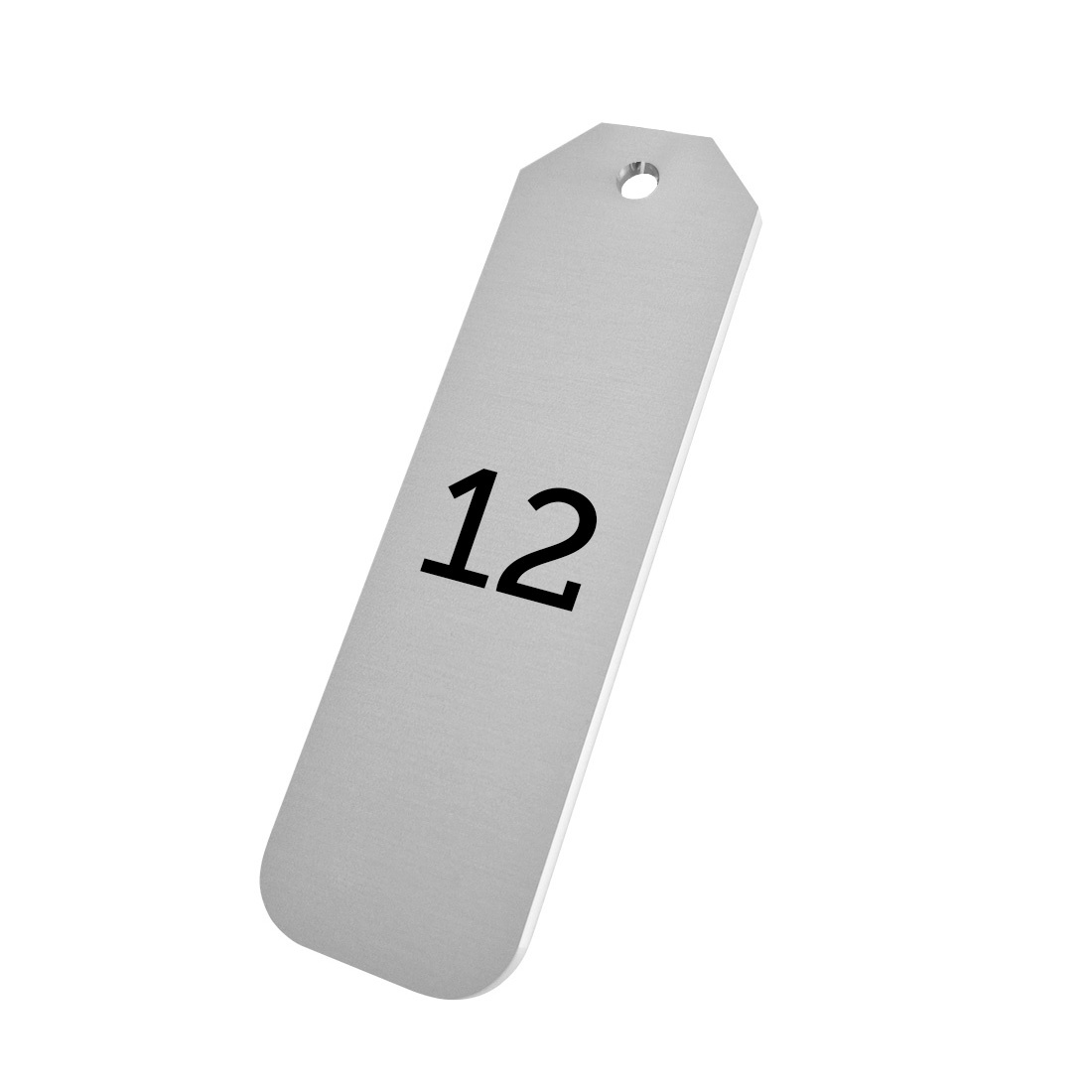 Chamfered Rectangle Silver Aluminium Numbered Asset Tags / Labels 30x100mm 