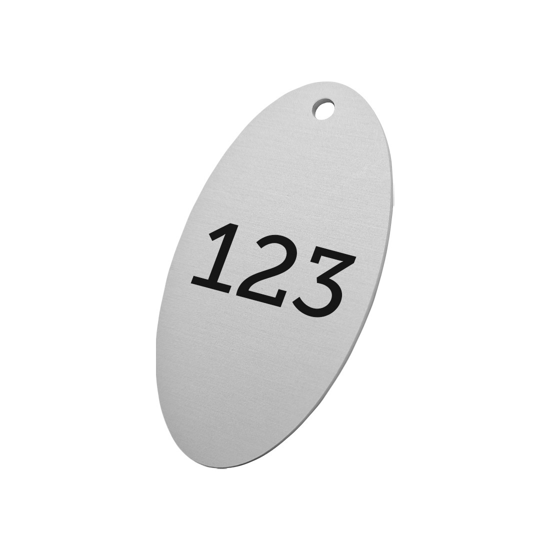 Oval Silver Aluminium Numbered Asset Tags / Labels 45x85mm 