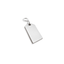 Blank Silver rectangular tag 50mm with a metal ring on a white background Side view