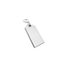 Blank Silver rectangular tag 60mm with a metal ring on a white background Side view