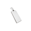 Blank Large Silver rectangular tag 70mm with a metal ring on a white background Side view