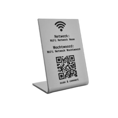 Silver Wi-Fi QR Code Table Signs 70x100mm - Plexiglass