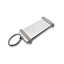 Silver Rectangle Hotel Key Tag With A Shine Finish, two transparent rubber rings and a silver splitring.