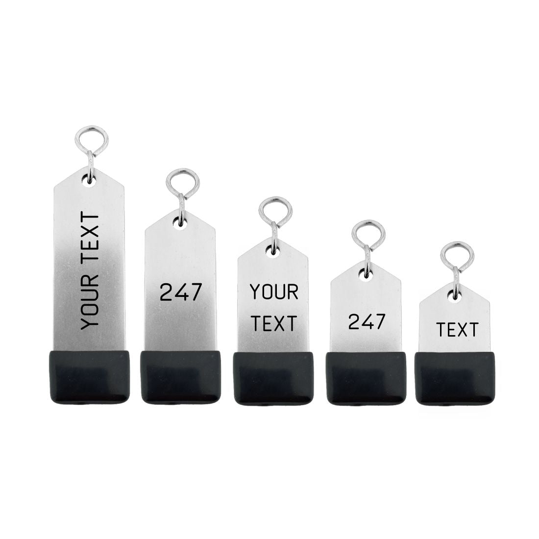 Silver Aluminium Hotel Key Tag 'Amerique' With Black Rubber Cap And Custom Engraving