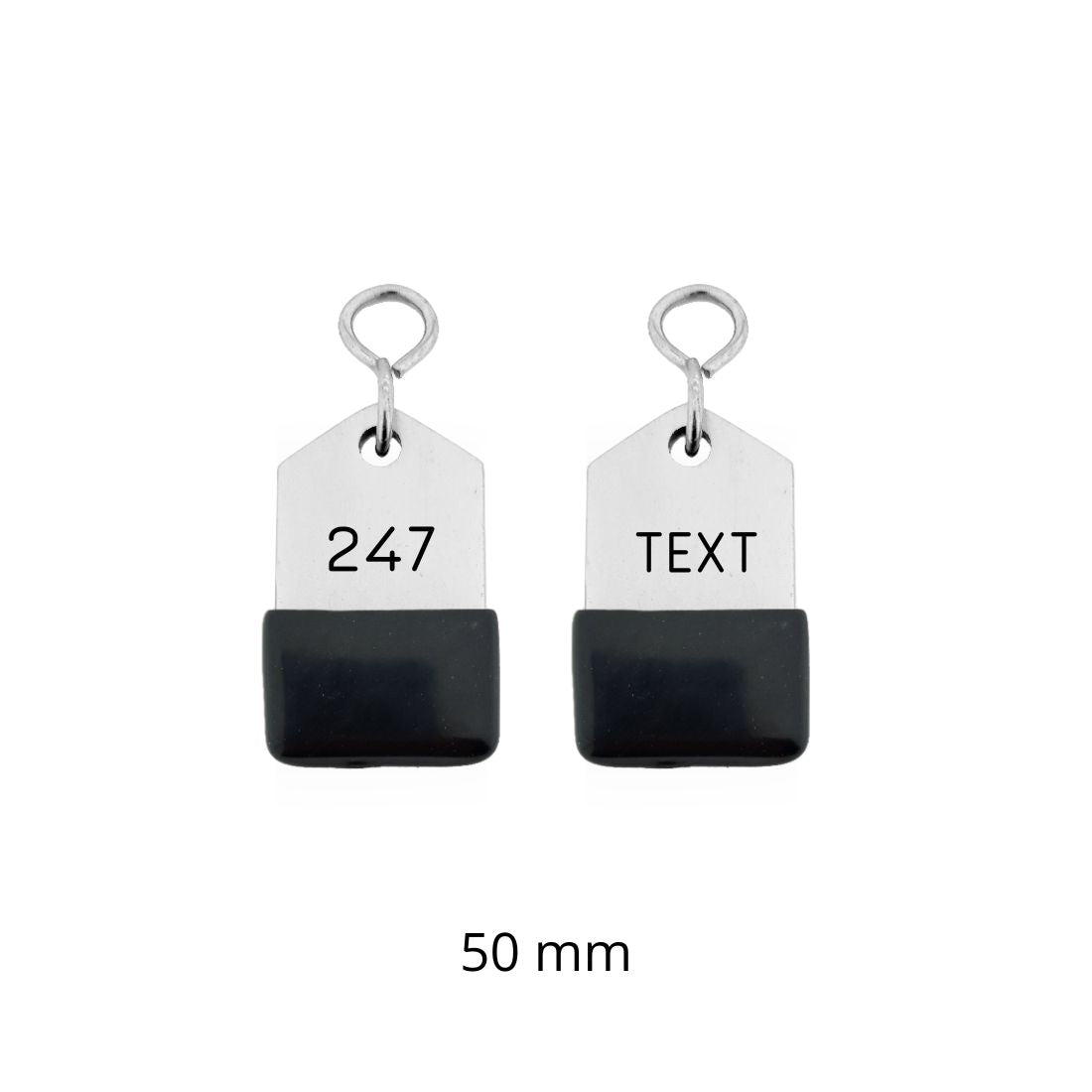 Silver Aluminium Hotel Key Tag 'Amerique' With Black Rubber Cap And Custom Engraving 50mm