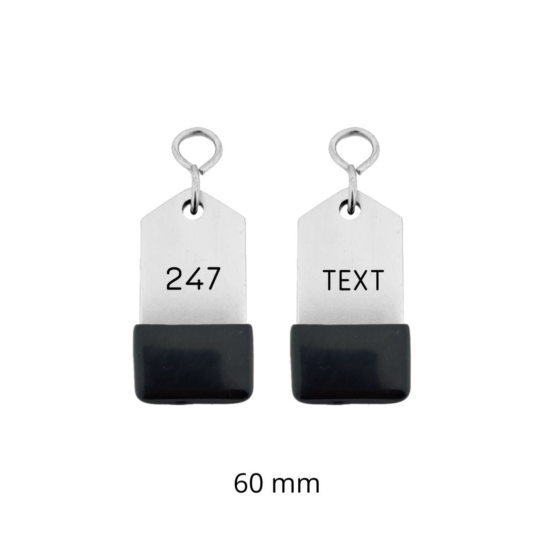Silver Aluminium Hotel Key Tag 'Amerique' With Black Rubber Cap And Custom Engraving 60mm