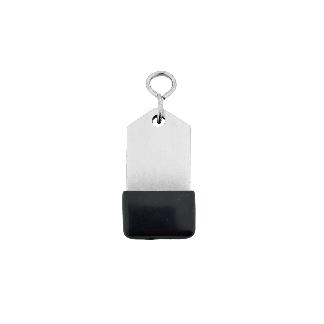 Silver Aluminium Rectangle Hotel Key Tag With Rubber Cap 60mm