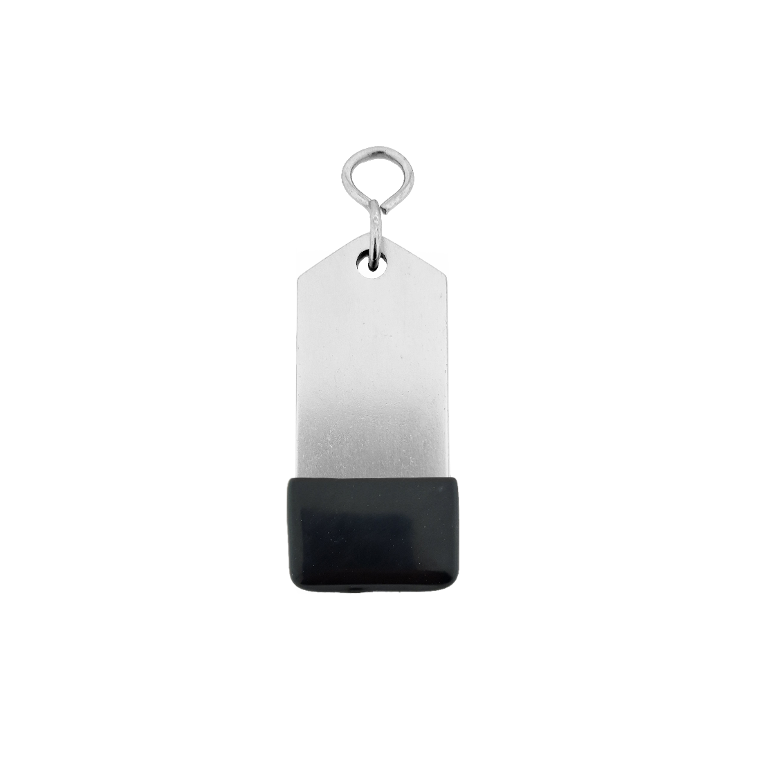 Silver Aluminium Rectangle Hotel Key Tag With Rubber Cap 70mm 