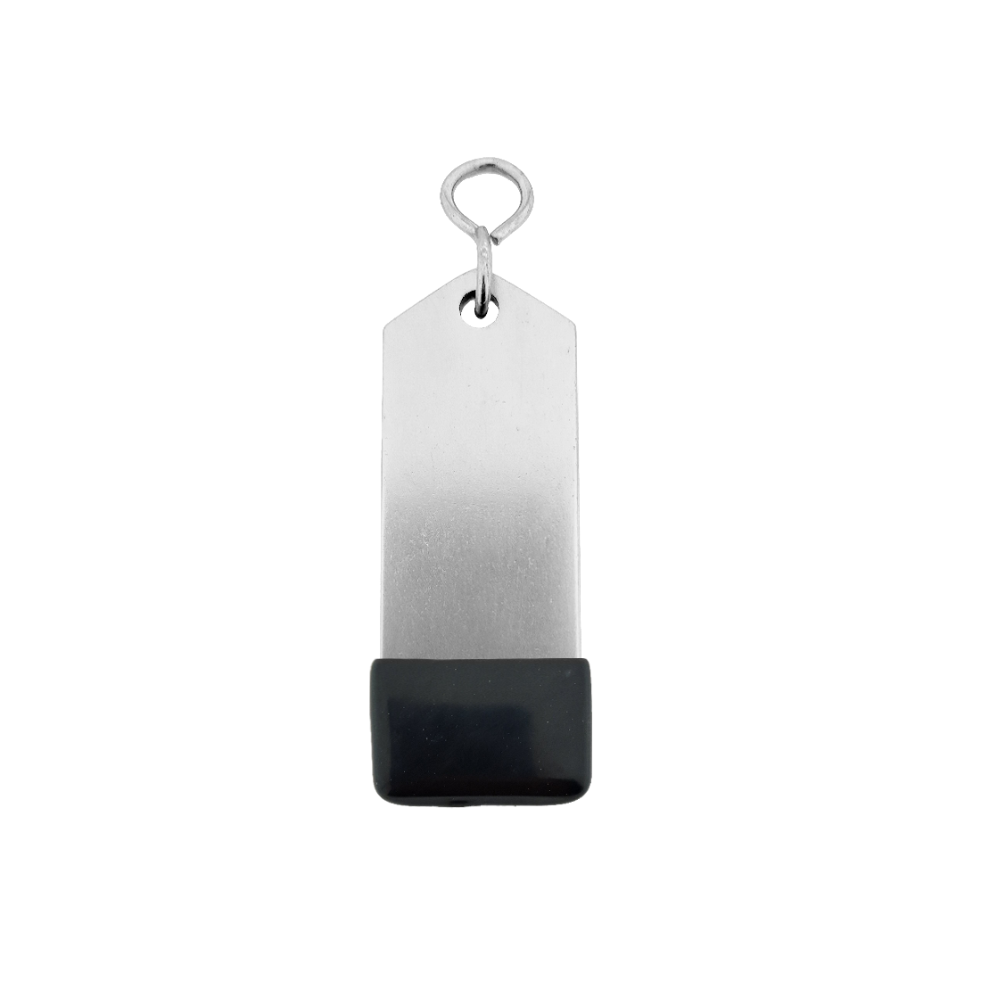 Silver Aluminium Rectangle Hotel Key Tag With Rubber Cap 80mm 