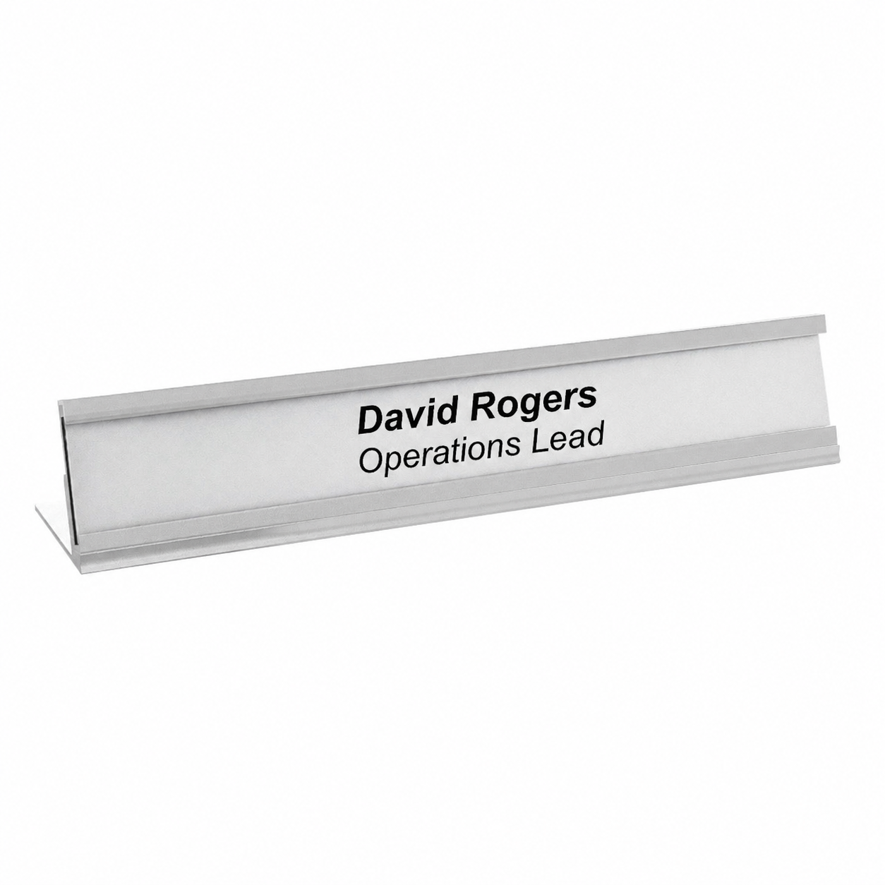 Aluminium Nameplate Acrylic Insert 178x34mm Front View 