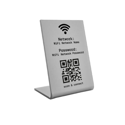 Personalised Wifi Sign QR Code Sign Silver