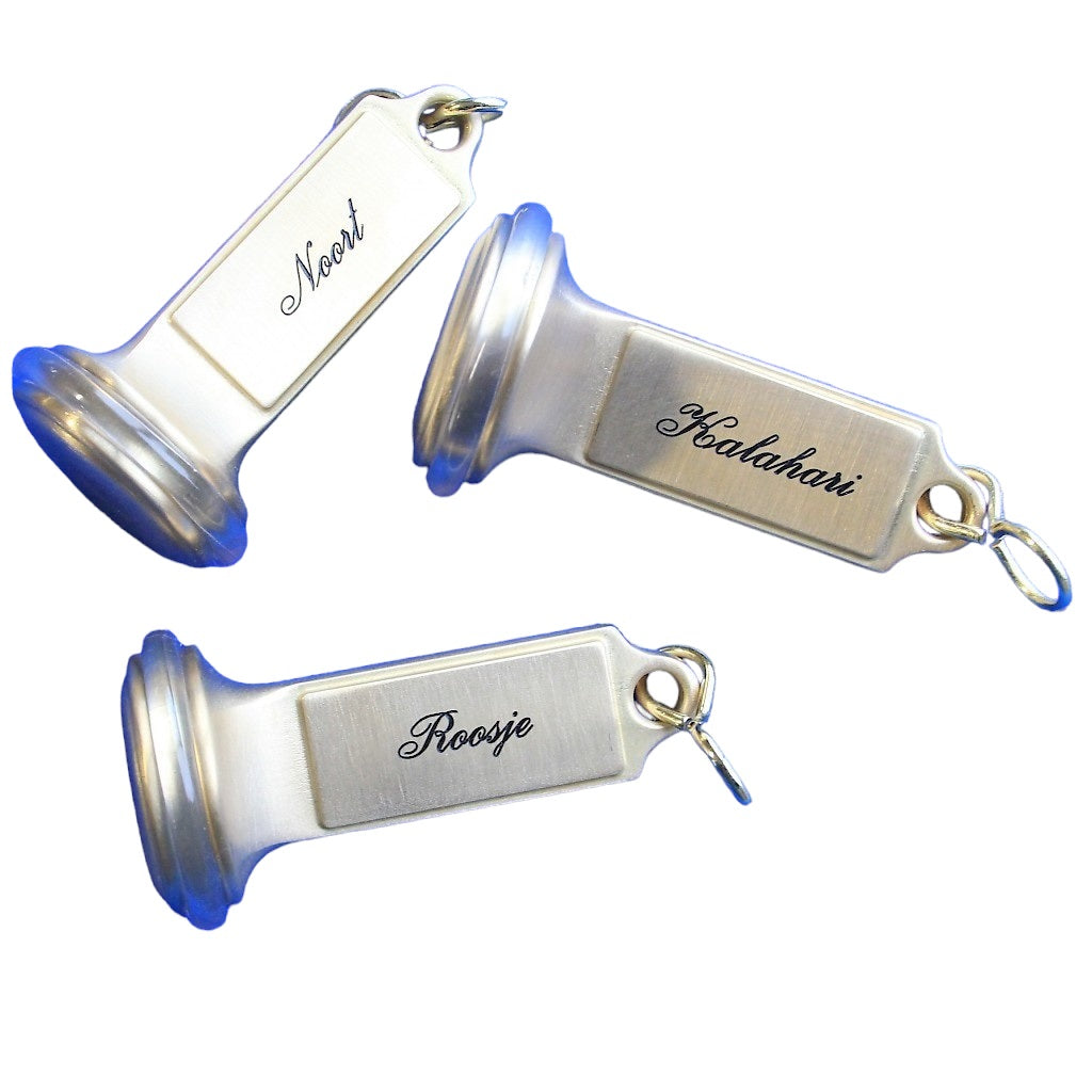 Heavy Silver Brass Hotel Key Tags With Custom Engraving and Rubber Ring