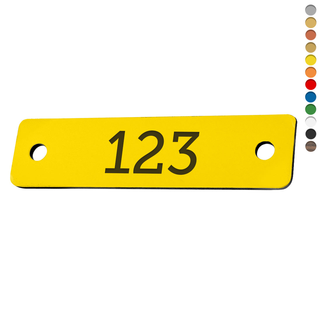 Slim Rectangle Acrylic Number Labels With Two Drill Holes Left Right