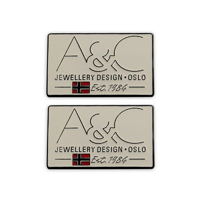 Small Metal Embossed Logo Tags with Enamel Colour Finish