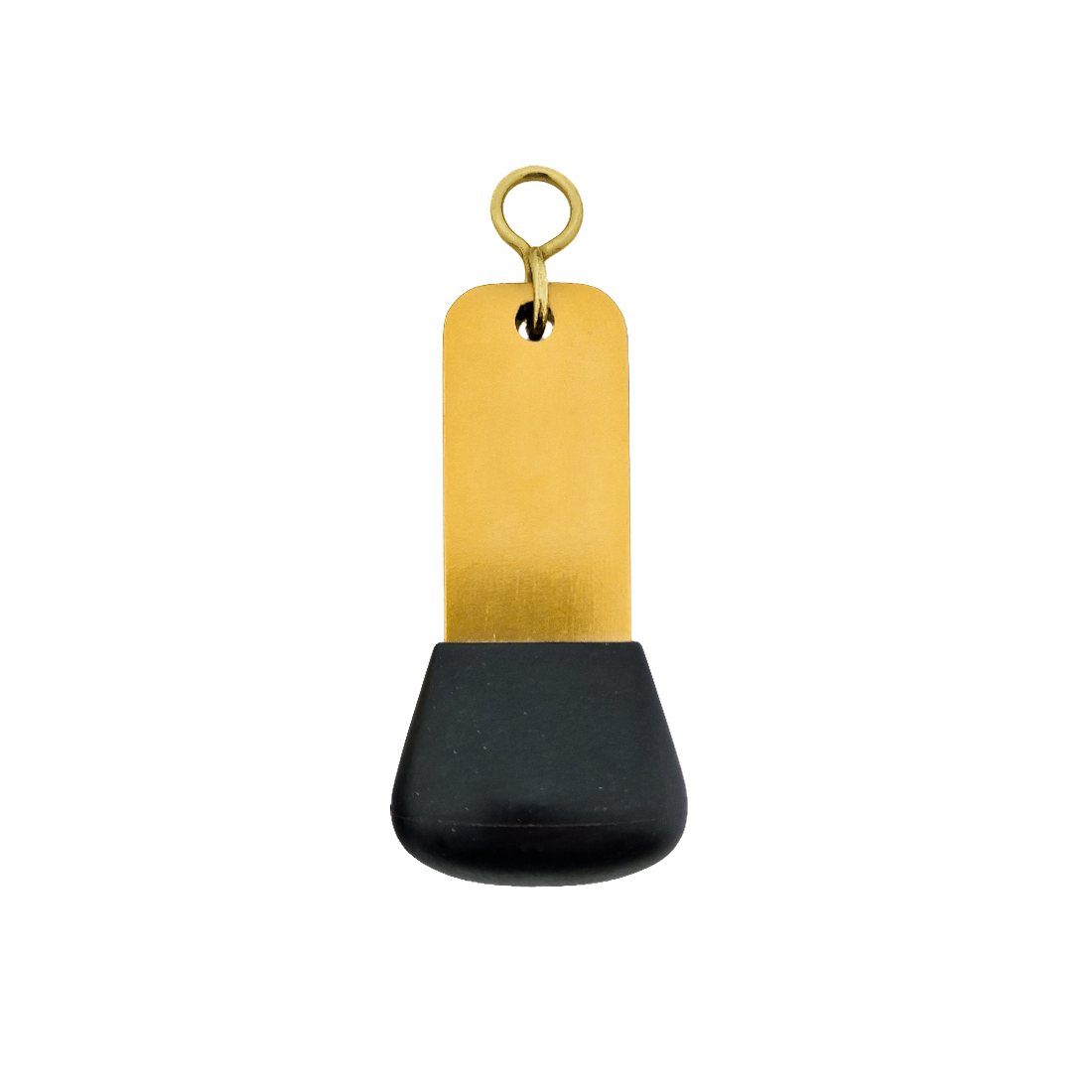 Small Rectangle Gold Aluminium Hotel Key Tags With Black Rubber Protection Cap and Gold S-hook Fastener 95x30mm  Model: Vernet