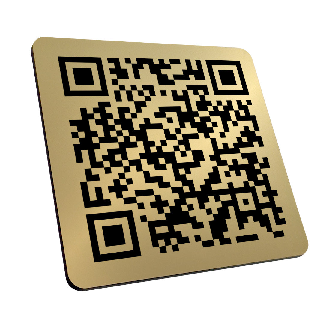 Metallic Acrylic  Gold/Brass QR Signs With Adhesive Tape Back Side View