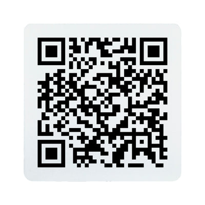 Small QR Code Sign With Adhesive Tape Laminated Plastic White With Black Engraving