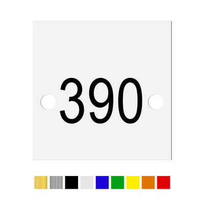 Square Acrylic Number Labels with Two Drill Holes Left/Right