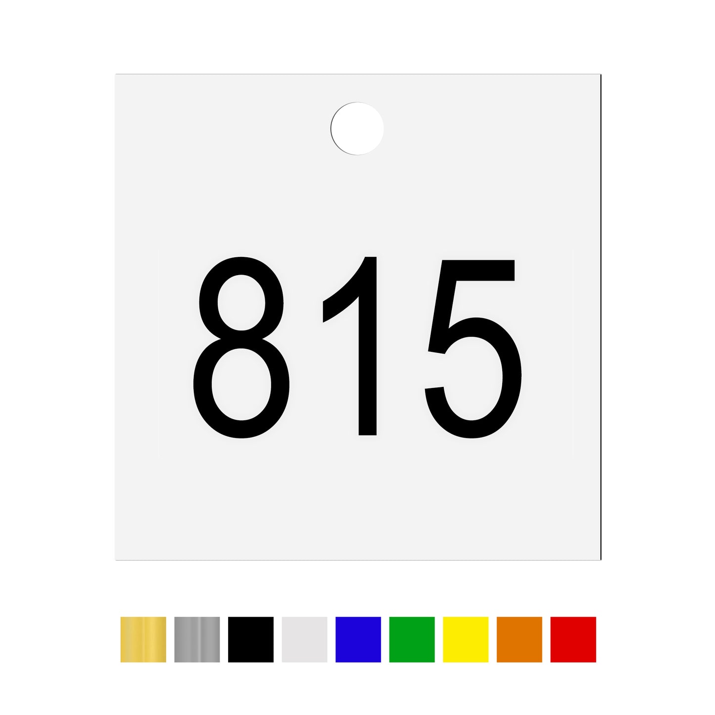 Square Acrylic Number Labels with One Drill Hole