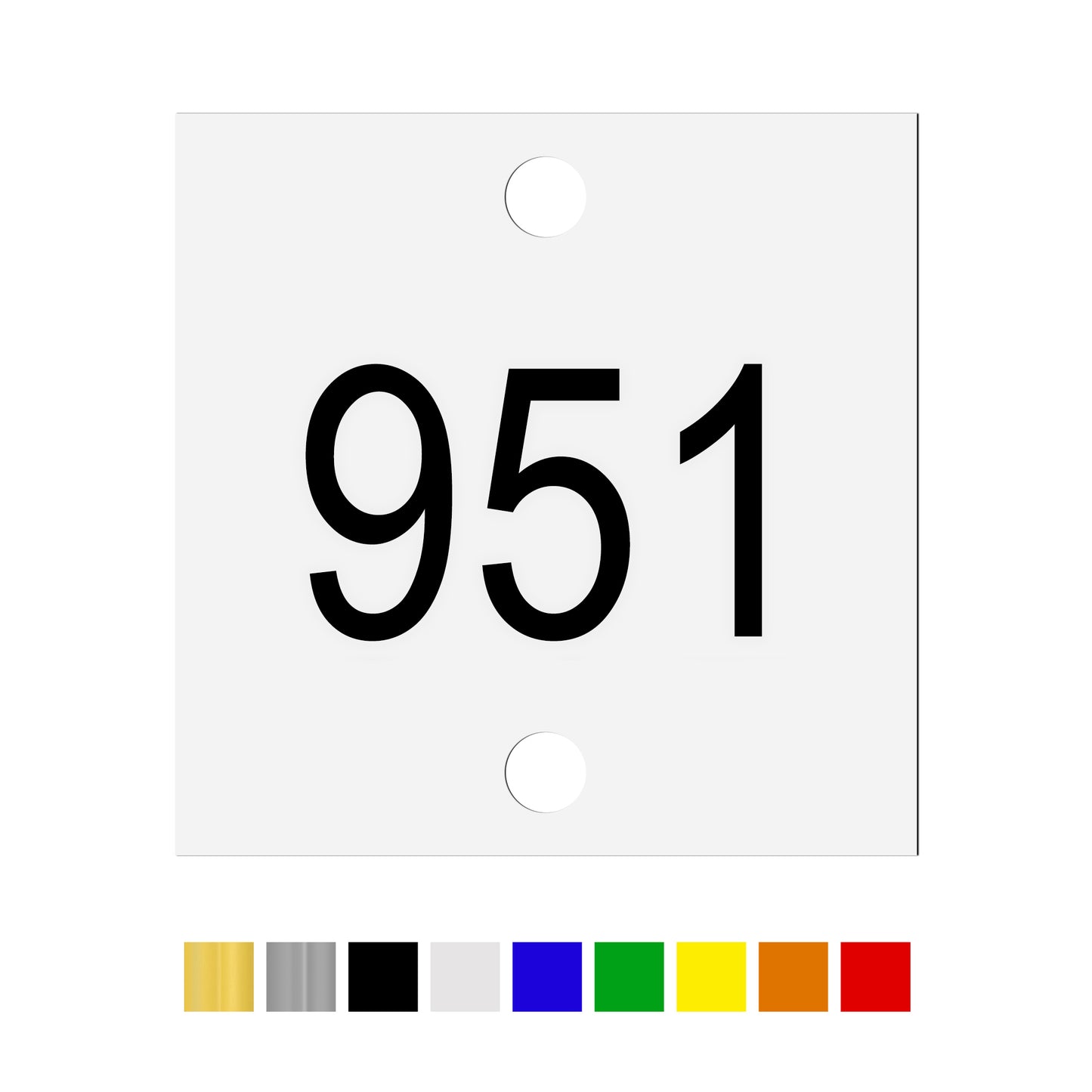 Square Acrylic Number Labels with Two Drill Holes Top/Bottom