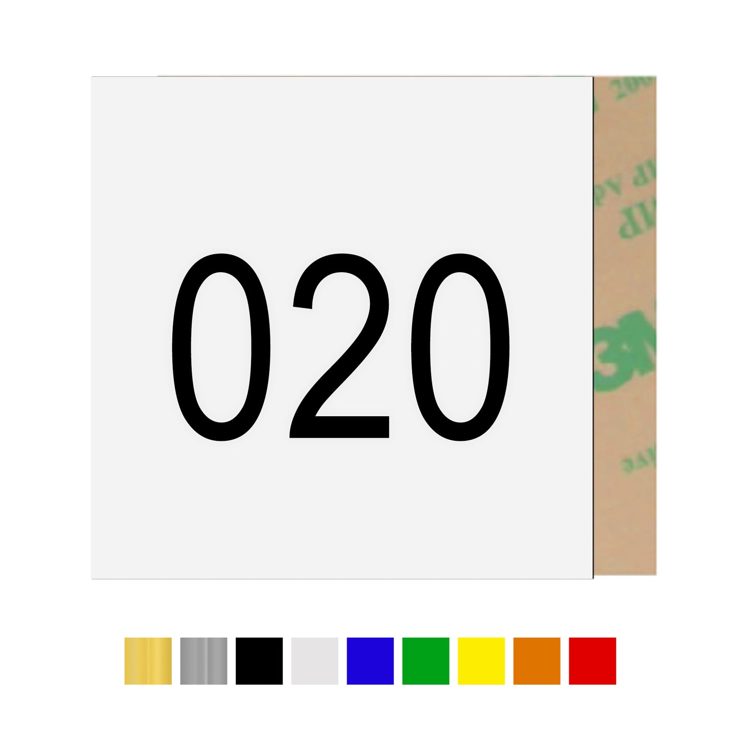 Square Acrylic Number Labels with Adhesive Tape